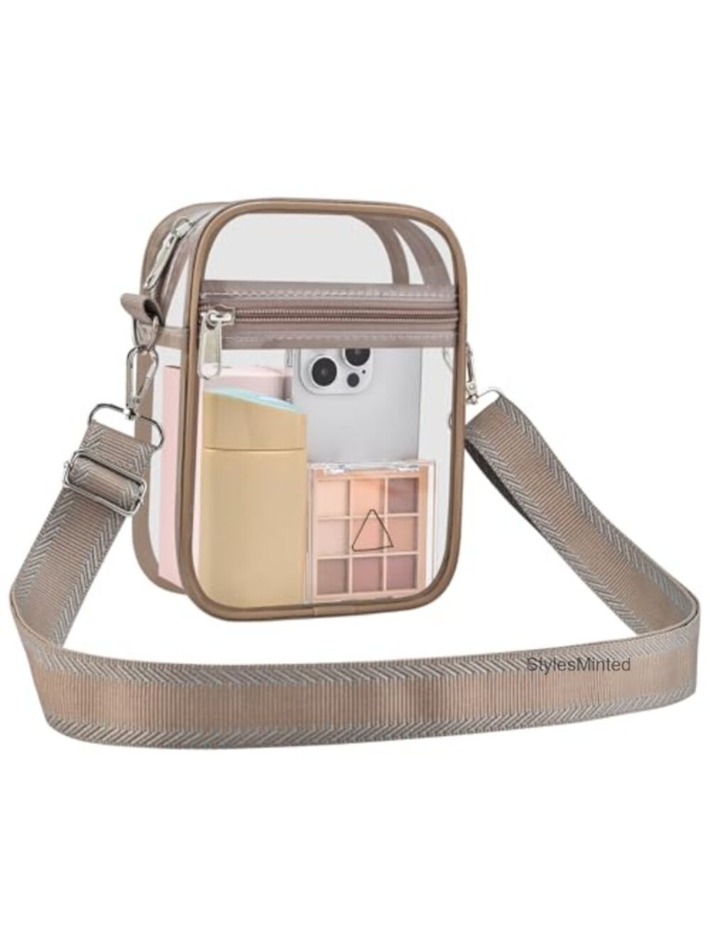 Clear Crossbody Bag Stadium Approved Adjustable Strap Water Resistant PVC Purse